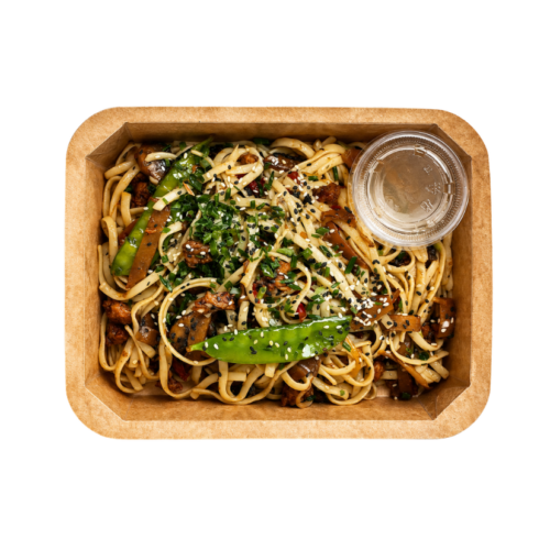 Barquette Asian Wok Greenz de nouilles sautées aux poivrons, haricots verts et carottes