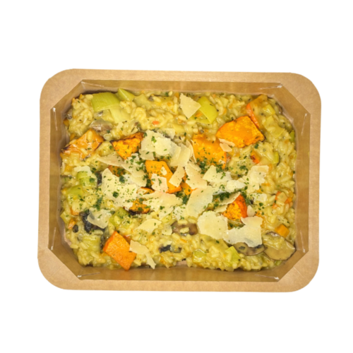 Barquette de risotto Greenz au potimarron, poireau et parmesan